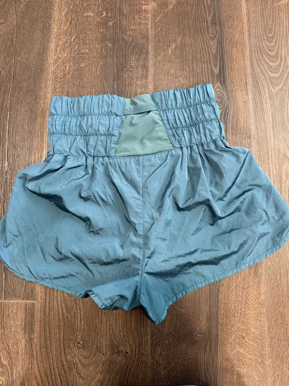 FP Movement by Free People Teal Smocked-Waist Athletic Shorts - Picture 2 of 4